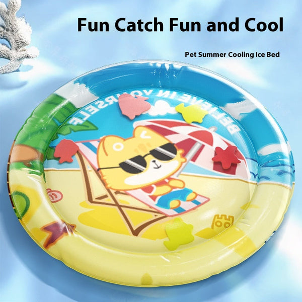 Pet Cooling Splash Pad with Inflatable Rim & Built-In Floating Toys