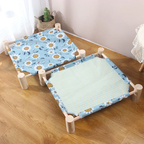 Natural Pine Wood Pet Hammock – Breathable & Elevated Bed for Cats and Small Dogs